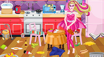 Super Barbie Kitchen Cleaning