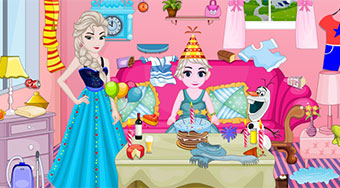 Baby Elsa Birthday Party Cleaning
