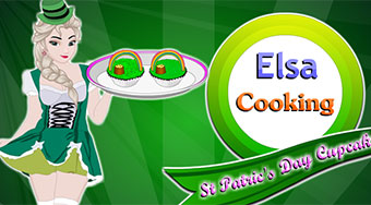 Elsa Cooking St Patricks Day Cupcakes